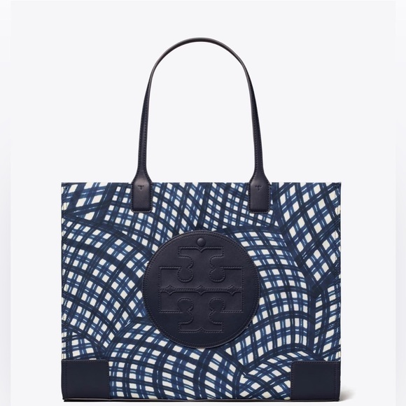 Tory Burch Handbags - TORY BURCH• WARPED GINGHAM ELLA TOTE IN NAVY